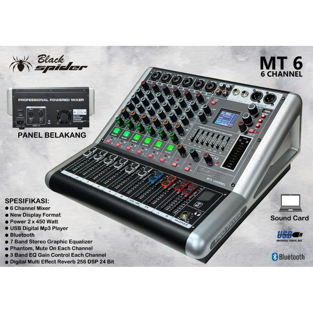 POWER MIXER BLACK SPIDER MT 6/ Power Mixer Black Spider Mt 6/ power mixer black spider mt 6