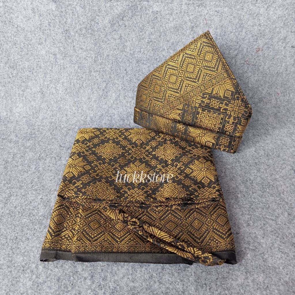 Set rumpak dan tanjak Palembang/kain songket rumpak&Tanjak Songket Melayu/Songket Melayu Pria