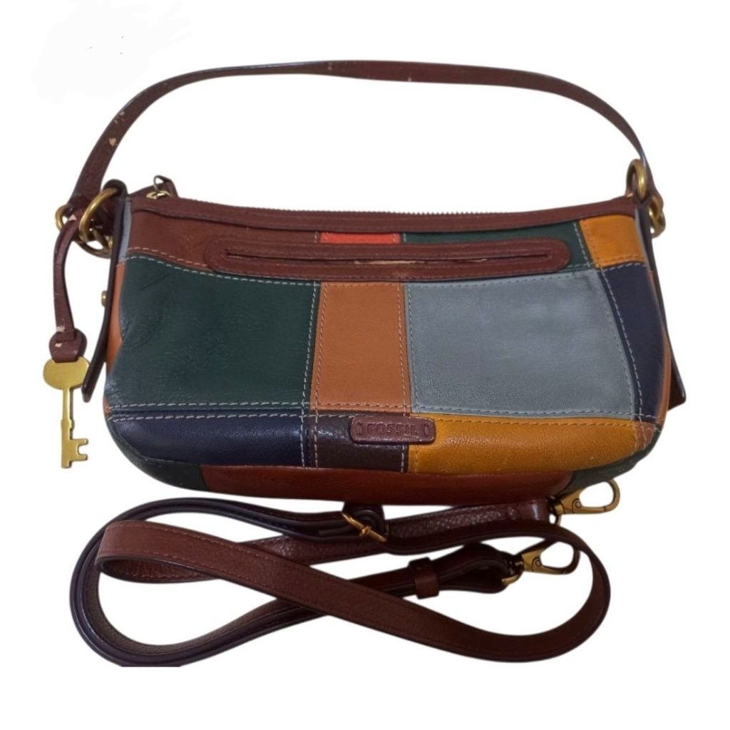 Preloved Bag Jolie Baguette Patchwork Leather dengan Gantungan Kunci Ikonik