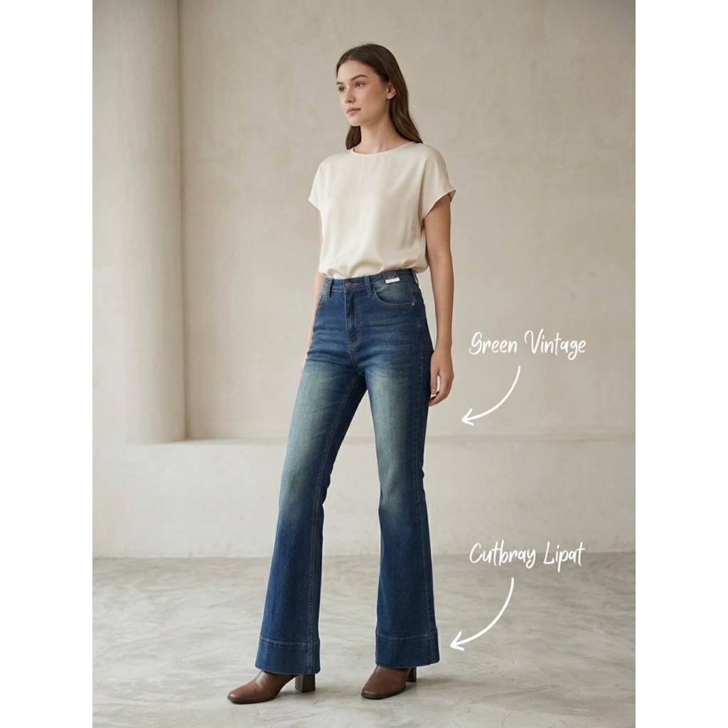 Hygurls Cutbray Jeans Wanita / Cutbray Jeans Highwaist Lipat Bawah