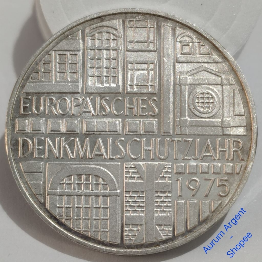 AB.115-- 1 PC KOIN PERAK KUNO ASLI 5 DEUTSCHE MARK TH 1975. -- SILVER COIN --