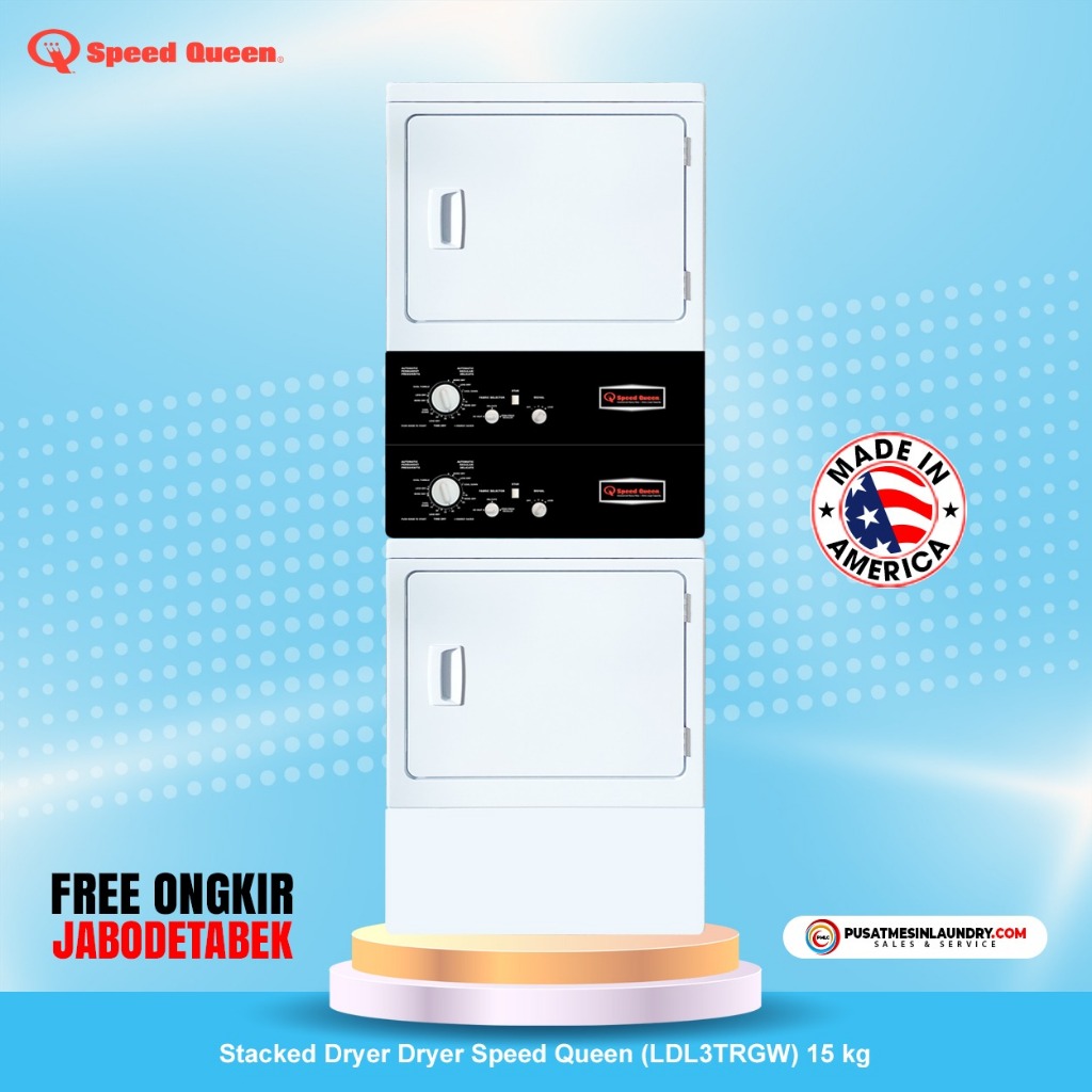 Speed Queen Set Stack Dryer Dryer Mesin Pengering Listrik 15kg & Mesin Pengering Listrik 15kg SQDDE1
