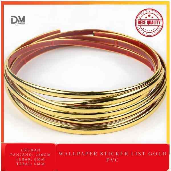 Donmi - Sticker List Gold Plat Strip Dinding 3 Meter Stiker Pembatas Dinding | LIST GOLD DINDING | W
