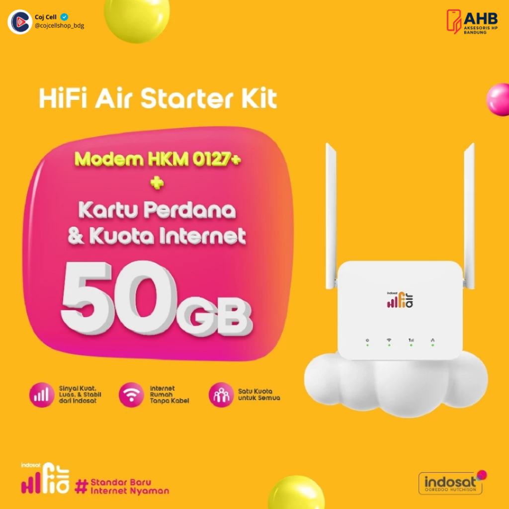 Indosat HiFi Air HKM 0127+ WiFi Modem 4G LTE 50Gb-Modem Wifi Router Wireless 4G LTE Garansi Resmi fo