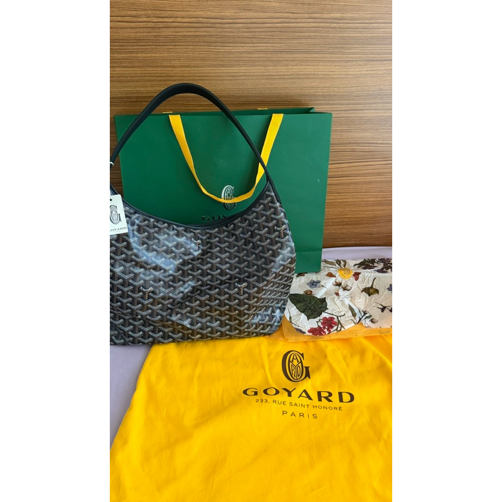 NEW 2026 GOYARD BOHEME HOBO in Black Tan. Receipt asli Milan