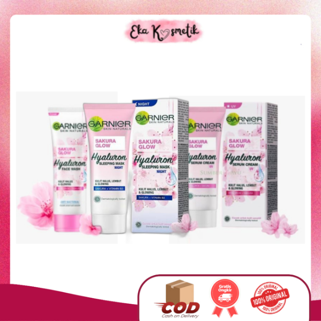 GARNIER Sakura Glow Mini Paket 3-in-1 Sabun Krim Pagi Krim Malam / EKA KOSMETIK