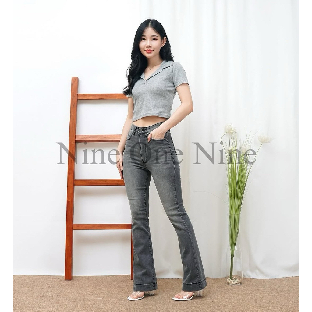 CELANA JEANS CUTBRAY HW GREY KANCING 1 SOFTJEANS MELAR NINE ONE NINE JEANS