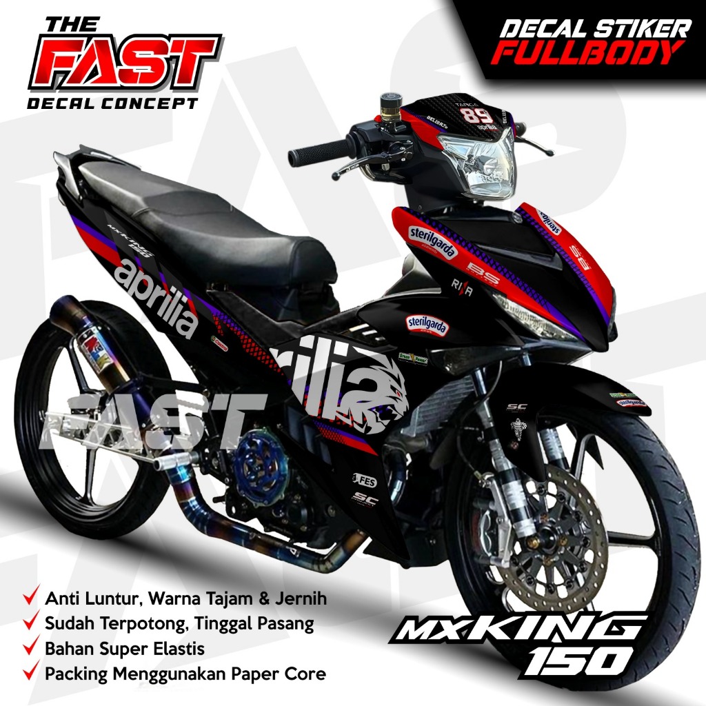 TERBARU Decal MX KING OLD Fullbody APRILIA Racing Cutom Sticker Striping Decal Yamaha MX KING LAMA, 