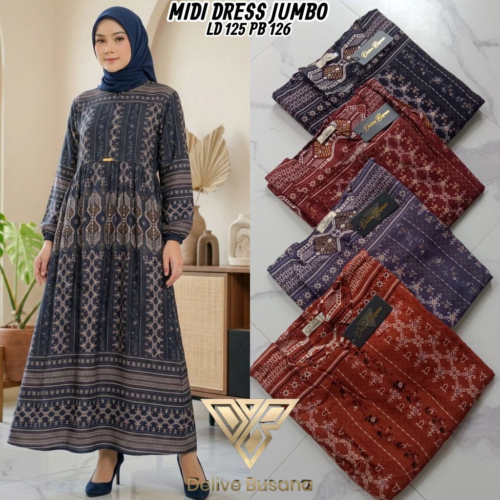 Dress rayon jumbo motif bunga//Midi Dress Rayon jumbo//Midi Dress rayon motif bunga//Homey Dress ray