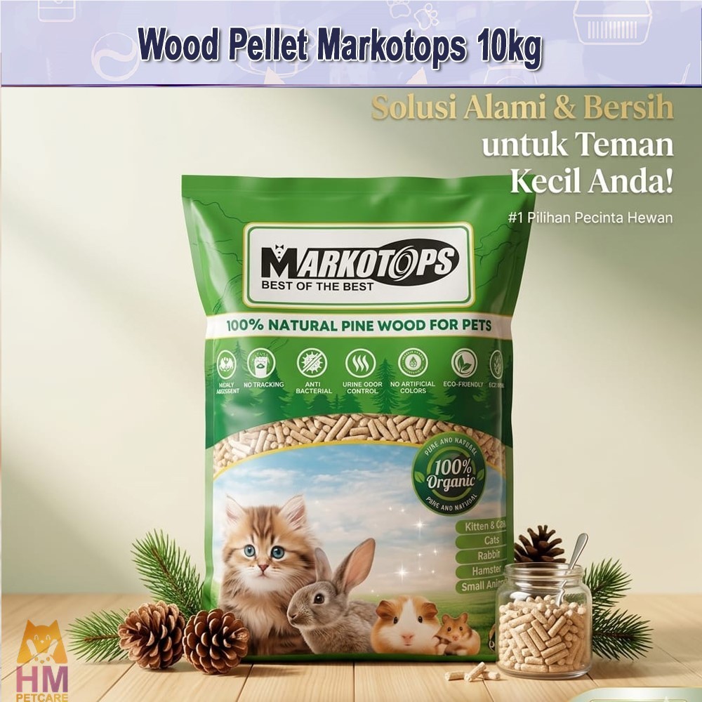 MARKOTOPS NATURAL PINE WOOD 10KG Bedding wood pellet -Pelet Kayu 10 kg
