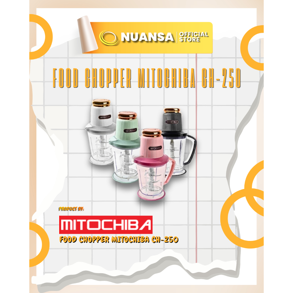 Food Chopper Mitochiba CH-250 Original | Penggiling Daging & Bumbu Serbaguna | Blender Mini Kuat & P