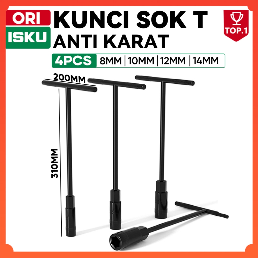 ISKU Set Kunci T Sok T Handle Socket Wrench Panjang Buka Baut Bengkel Motor CVT Ganti Oli Kampas Rem