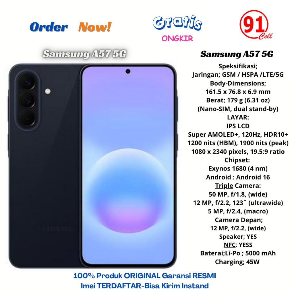 Samsung A57 5G Ram12/256gb & Ram8/256Gb Garansi Resmi