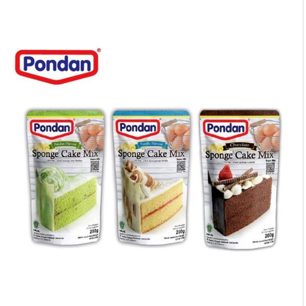 Tepung Premix Sponge Cake Pandan 200gr - Siap Pakai, Tepung Premix Sponge Cake, Tepung Premix Sponge