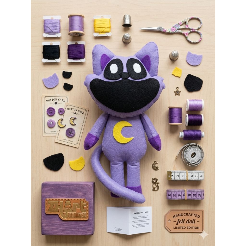 cat nap smilling critters poppy playtime doll Felt boneka flanel