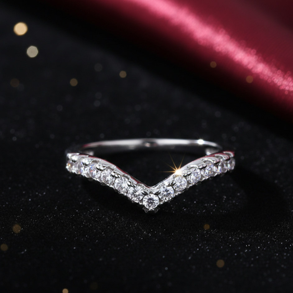[KISSA] Luna Ring - Wishbone Cincin Fuji Aurel Huruf V Aksesoris mewah kado pacar istri pasangan adj