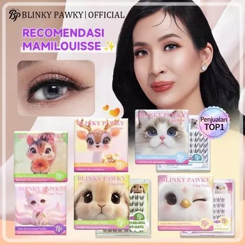 Tanpa-Lem-BLINKY-PAWKY-Bulu-Mata-Palsu-Seri-Hewan-Series-48~60-Klaster-Bulu-mata-pemula-Extension-fa