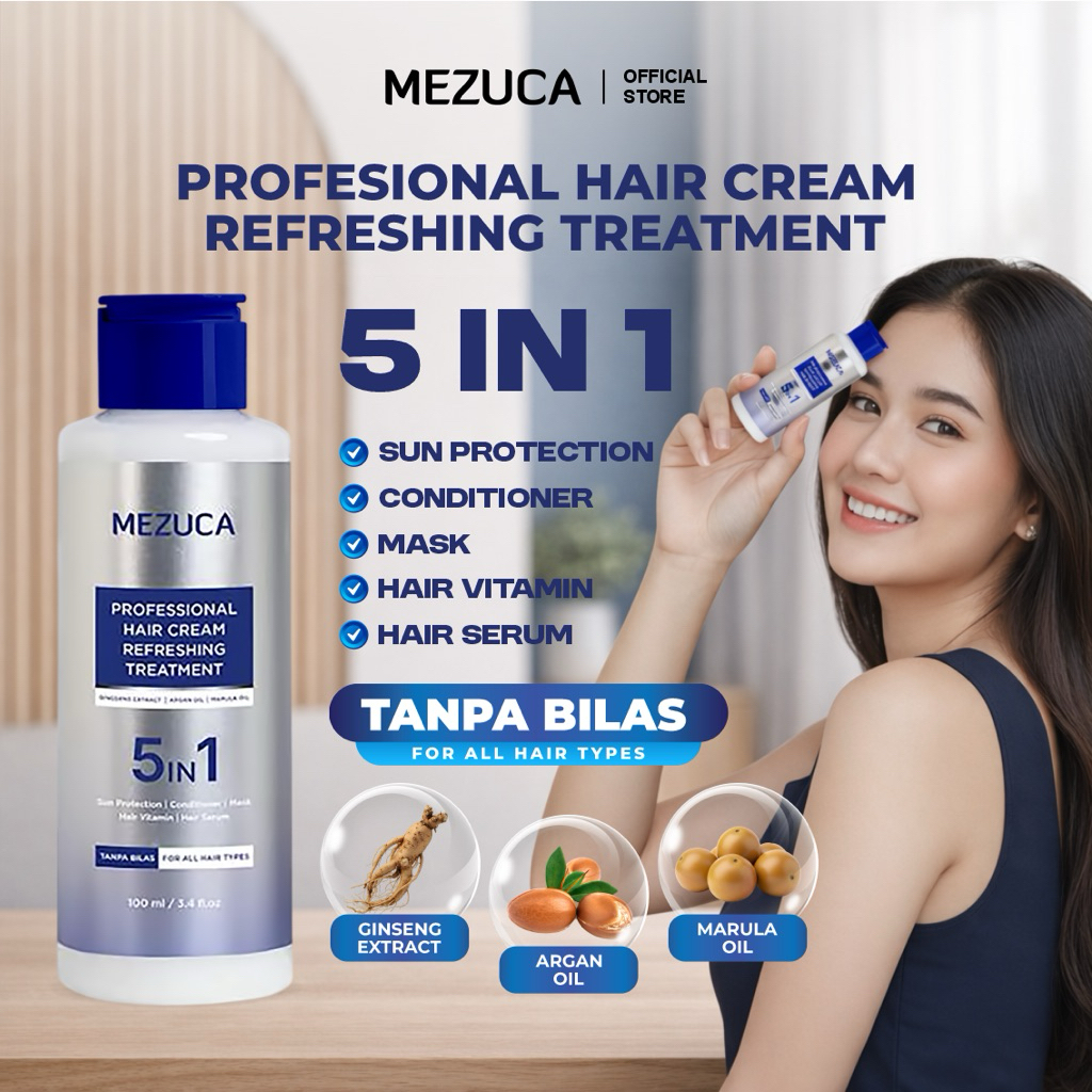 MEZUCA Profesional Hair Cream Refreshing Treatment Tanpa Bilas 5in1 Sun Protection Kondisioner Vitam