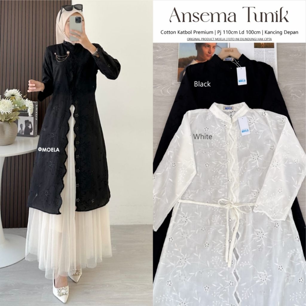 TUNIK WANITA MUSLIMAH / TUNIK WANITA WARNA POLOS / LONGTUNIK TERBARU BY MOELA