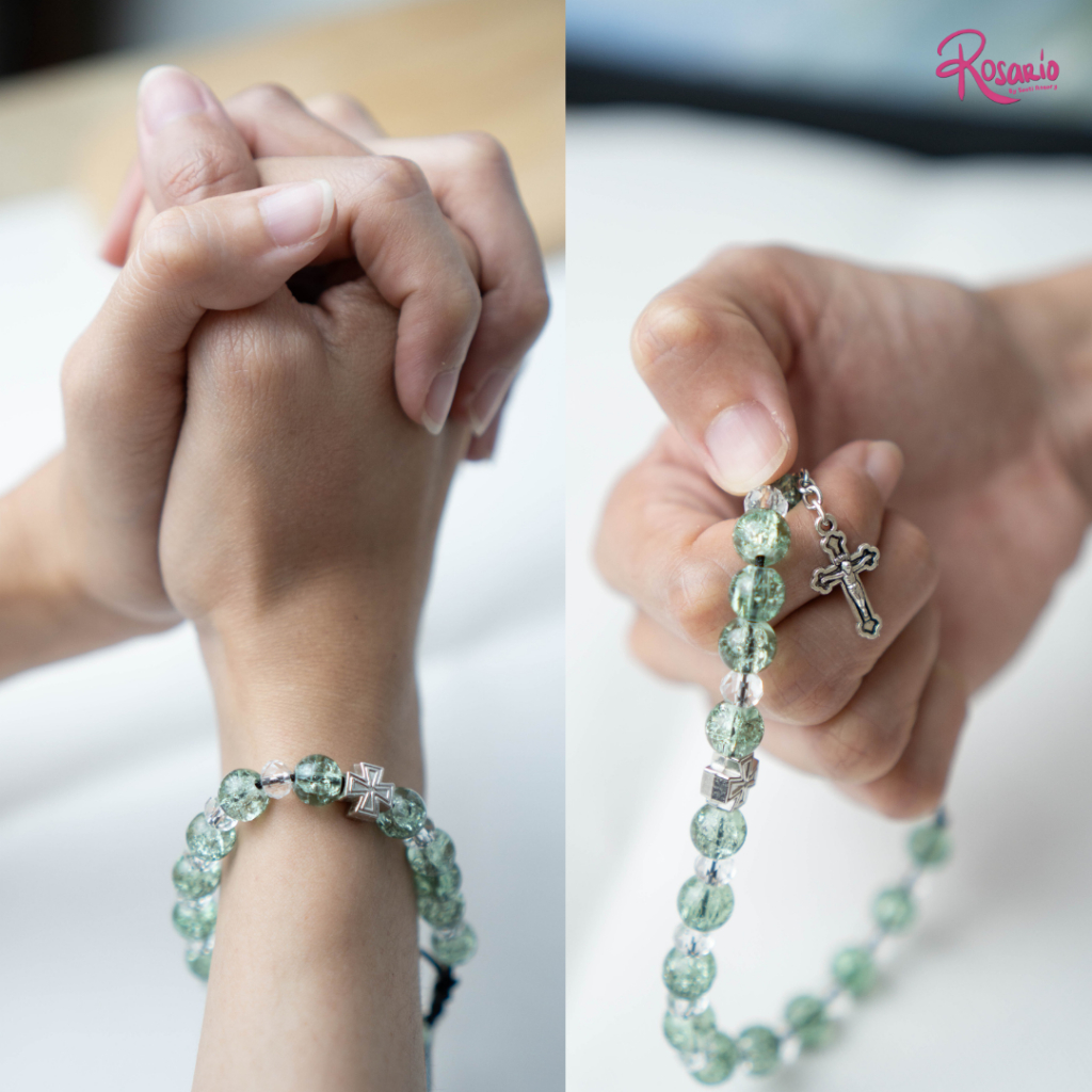 Gelang Rosario Kuno / Gelang Doa Katolik / Gelang Rosario Batu Manik / Kado Rosario RGB