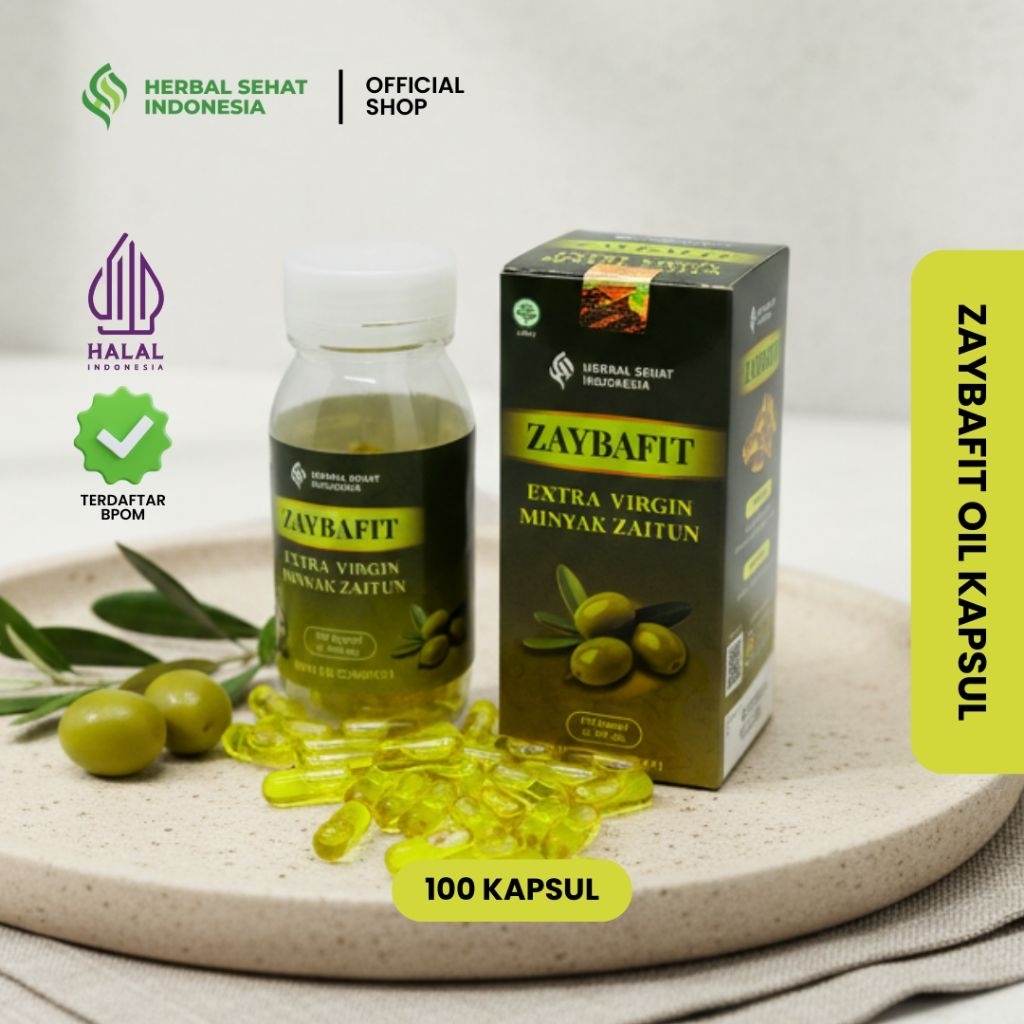 ZaybaFIT Kapsul Minyak Zaitun (EVOO) 100 Kapsul – Suplemen Herbal BPOM Halal untuk Kesehatan Harian
