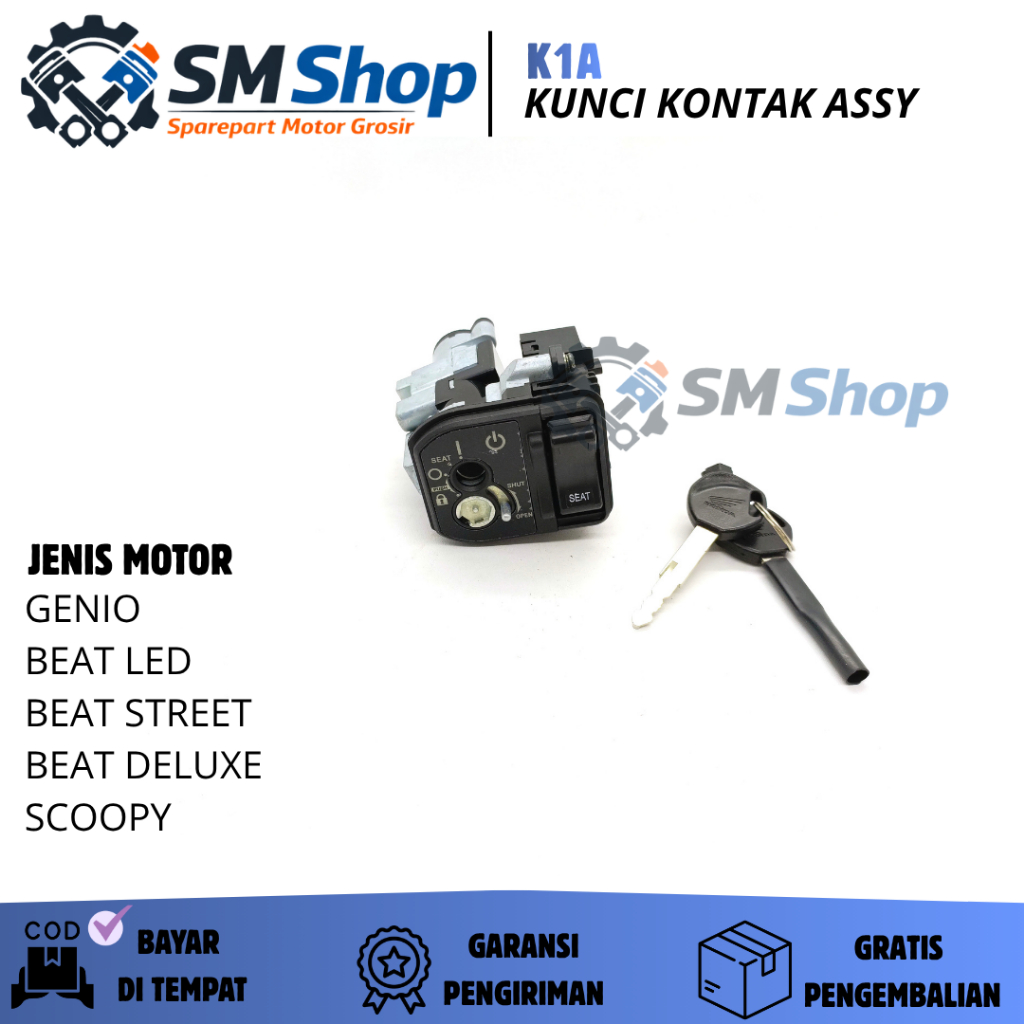 K1A KUNCI KONTAK ASSY MOTOR HONDA GENIO / SET KUNCI KONTAK MOTOR BEAT / RUMAH KUNCI KONTAK SCOOPY / 