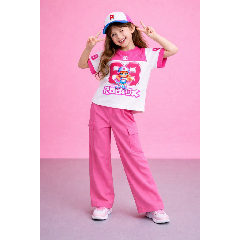 Setelan jersey roblox anak perempuan 1-12 tahun baju roblox anak perempuan