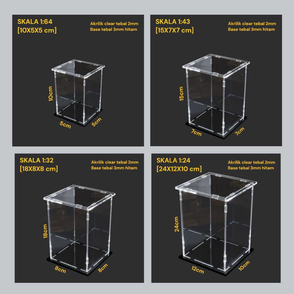 Die cast, Kotak display boneka karakter, box hiasan,box miniatur,kotak miniatur akrilik minimalis,ae