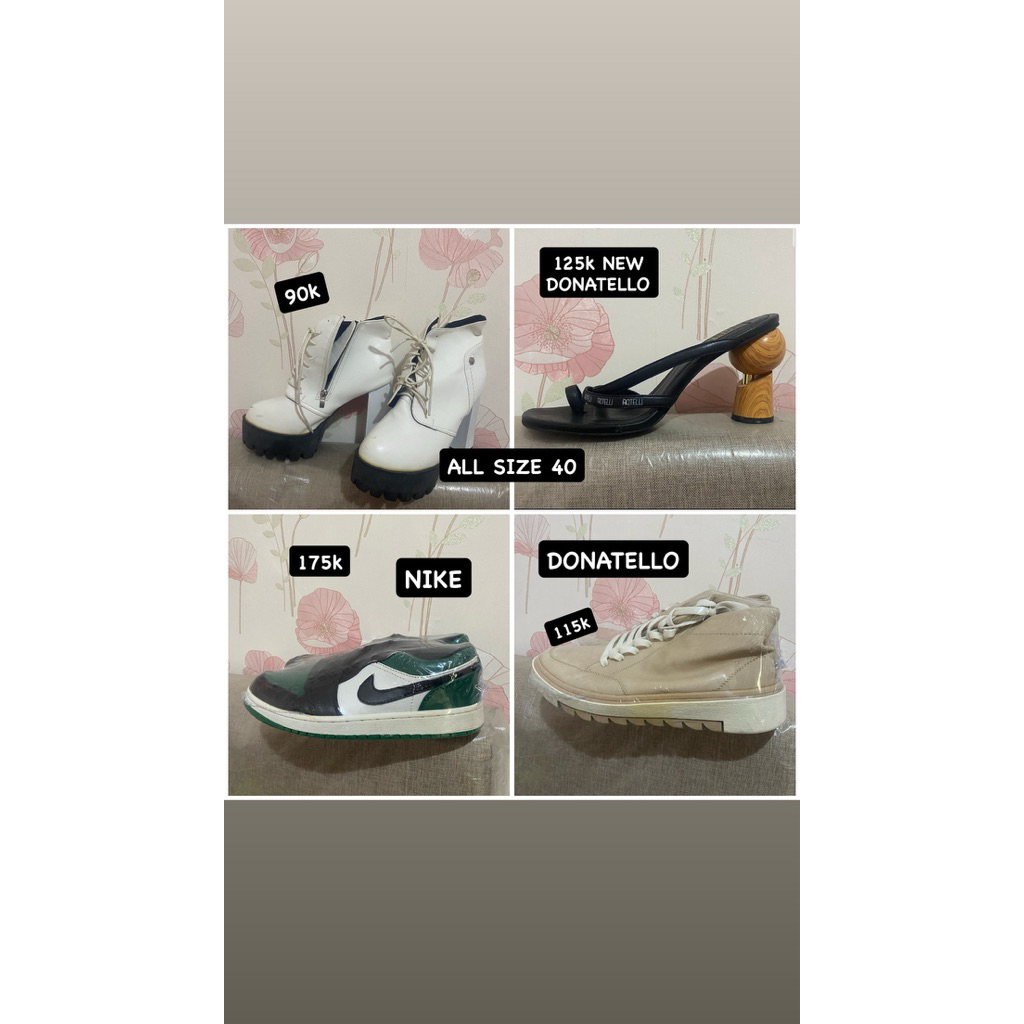 PL Sepatu boots high heels fashion putih nike air jordan donatello size 40 murah new preloved all cl