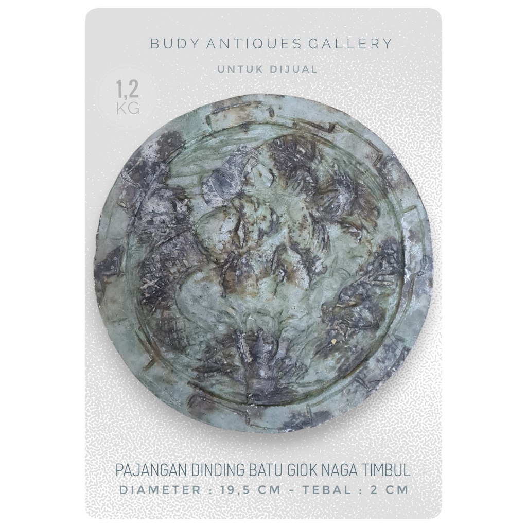 Pajangan Piring Batu Giok Motif Naga Timbul