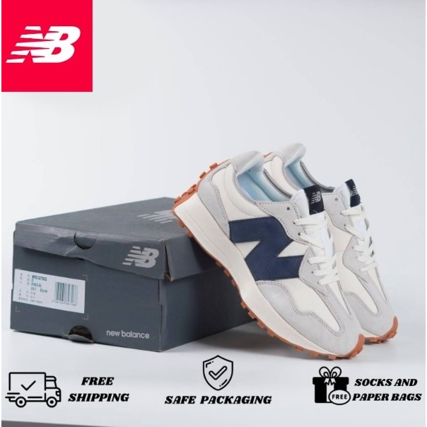 Sepatu New Balance 327 White Navy Original Pria Wanita NB 327 Premium Sneakers Import