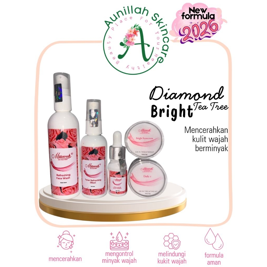 Marwah Skincare Diamond Bright Tea Tree Paket Krim Pemutih Wajah - Aunillah Skincare