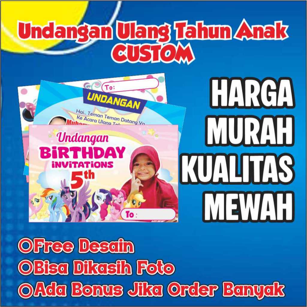 Undangan Ulang Tahun  Custom |  Ultah Anak Custom| Undangan Custom | Kartu Undangan