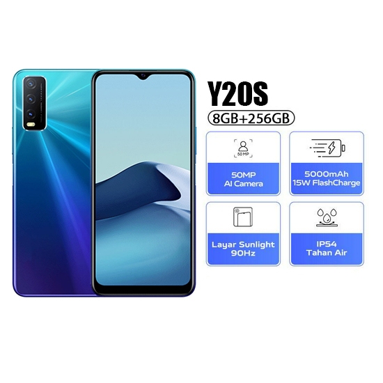 hp Vivo Y20S 6.7 inci Smartphone  phone ram 8/256GB jaringan 3G/4G/5G Garansi ponsel LET 5000mAh Int