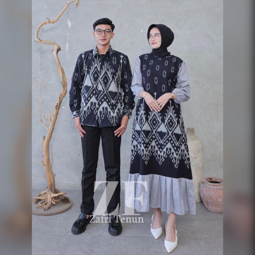 RANJANI - BAJU TENUN COUPLE - Couple Dress Karina Navi Baju Couple Kondangan Seragam Baju Lebaran