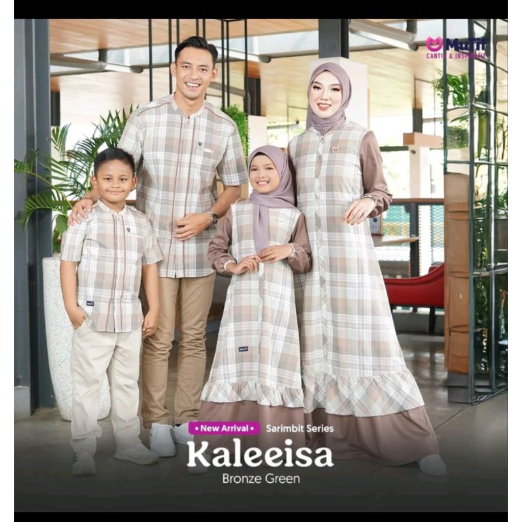 Sarimbit keluarga mutif gamis kaleesia & koko zikra bronze green