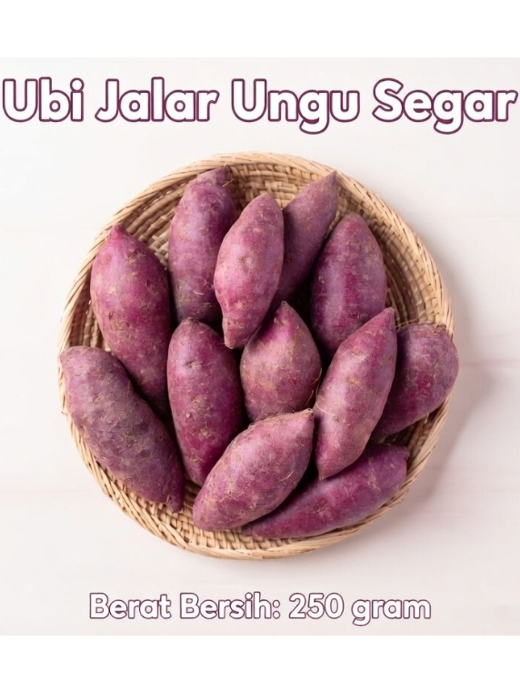 Ubi Jalar Ungu Segar 250g | Ubi Ungu Fresh Packing Jaring - Siap Kukus & Olahan