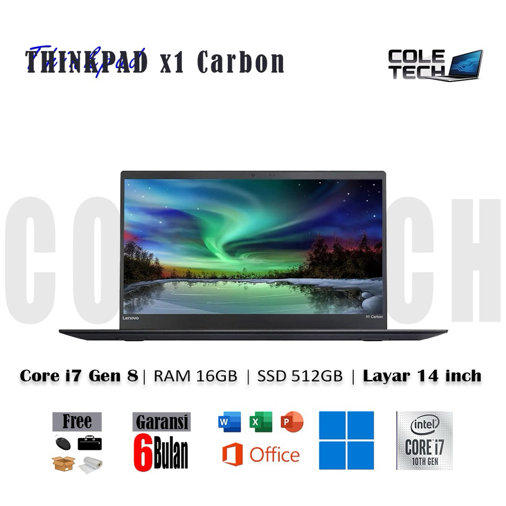 Lenovo Thinkpad X1 Carbon Core i7 Gen 8 Ram 16gb Ssd 512gb