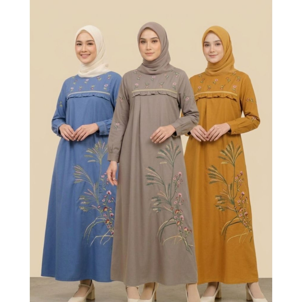 Gamis Wanita Bordir / Gamis Katun Toyobo / Gamis terbaru