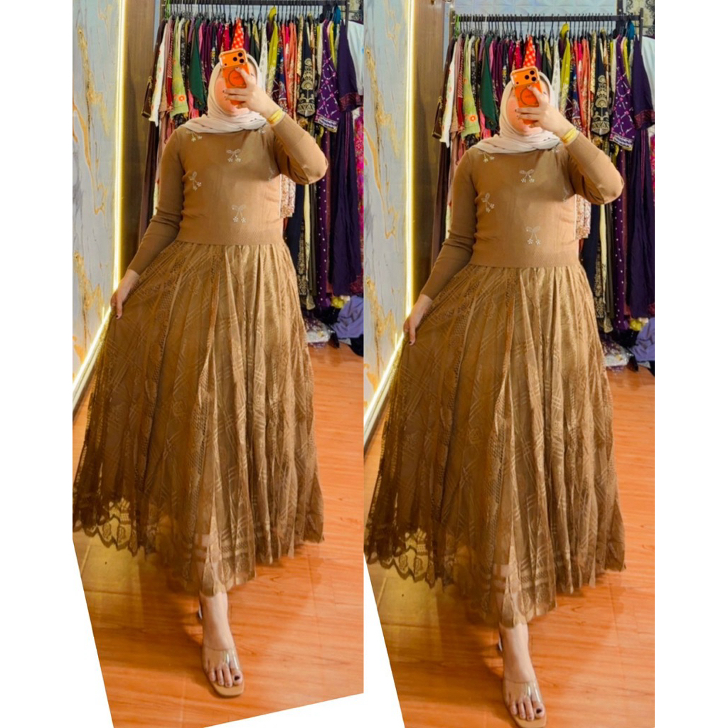 midi dress/gamis zara rajut impot terviral# terbest seller