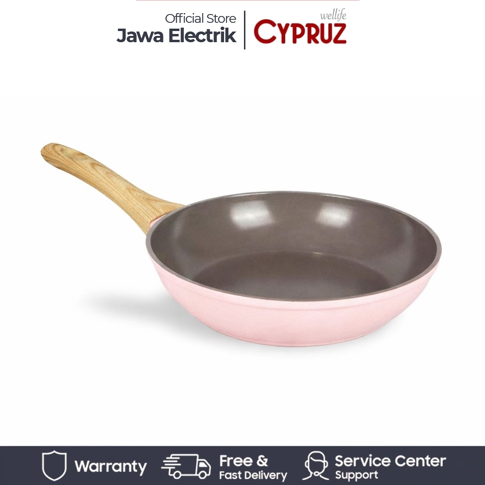 Cypruz FP-0893 Pink Ceramic Fry Pan Wajan Penggorengan Induksi 24 cm -Hot Sale