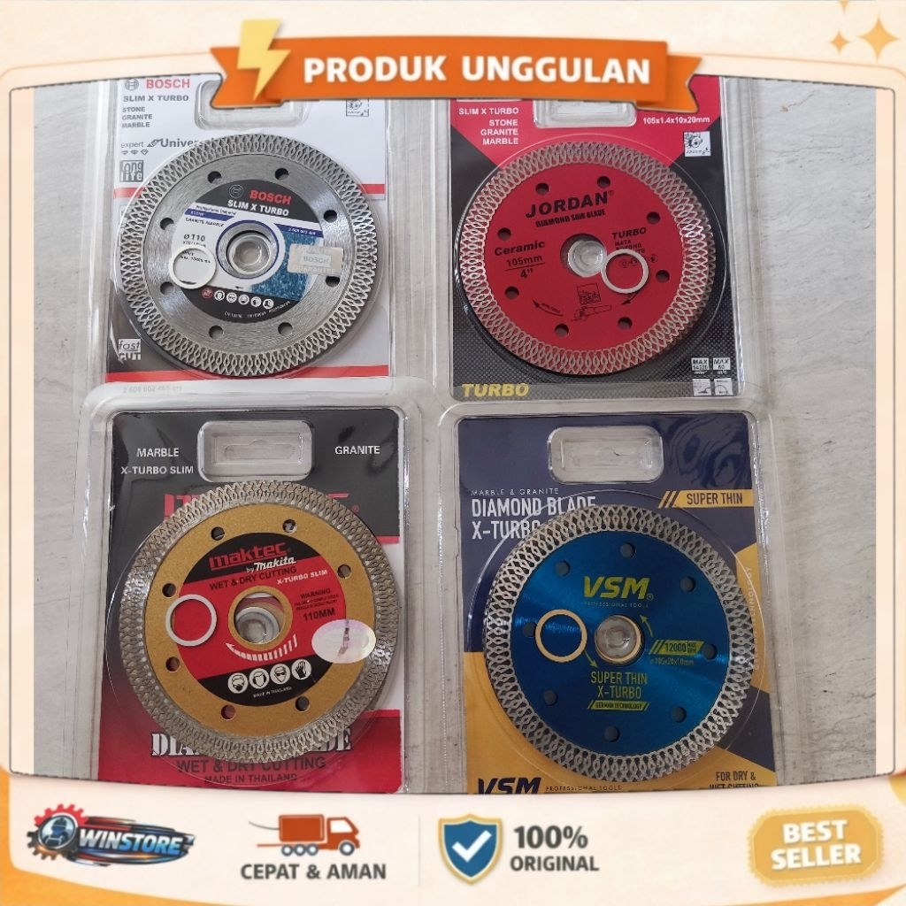 Mata Potong Keramik Granit slim x batik 4 Inch 105mm Diamond Blade Turbo BOSCH JORDAN MAKTEC VSM Sup