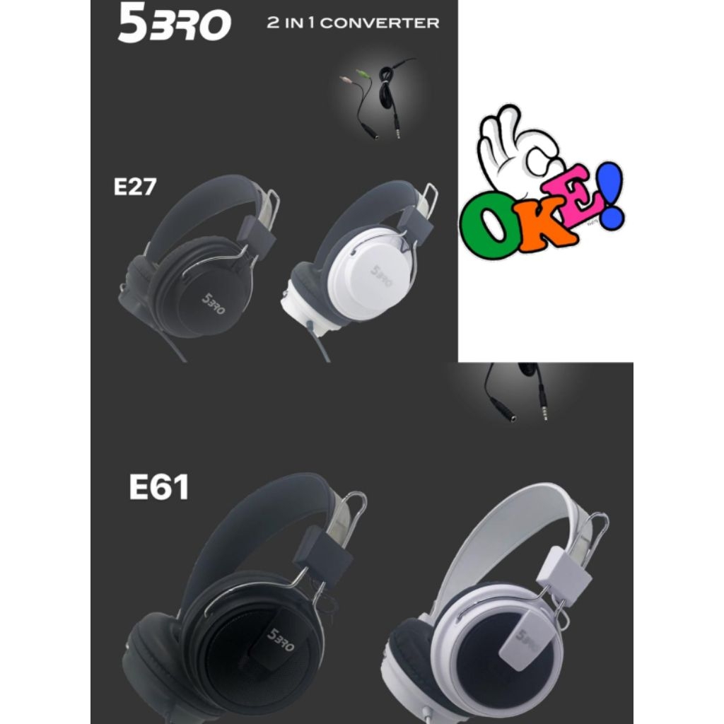 Headphone 5BRO Stereo Sound Technology | Headphone Bando Stereo