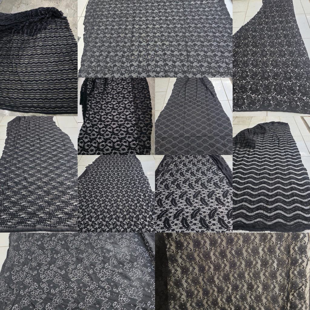 Kain Bahan Brokat Garment Hitam Premium (Harga Setengah Meter)