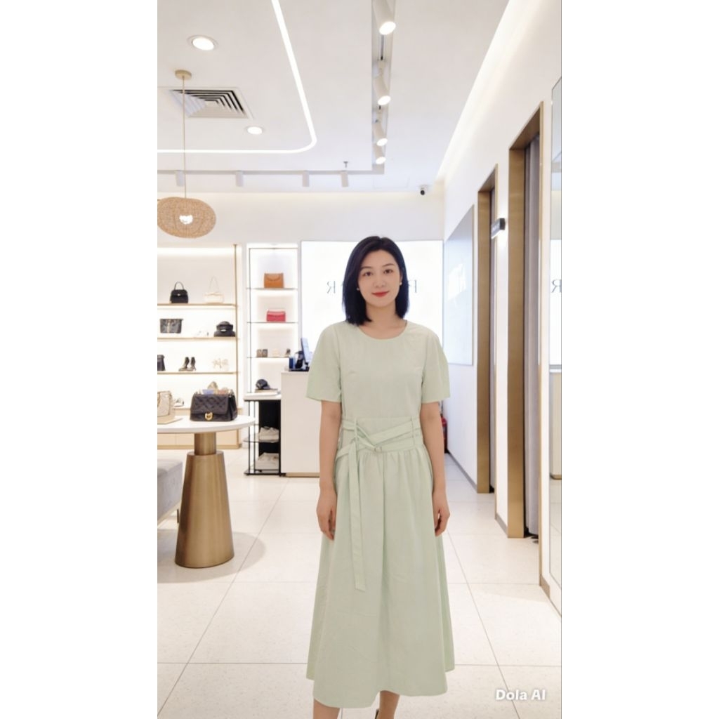 Gaun hijau mint wanita import
