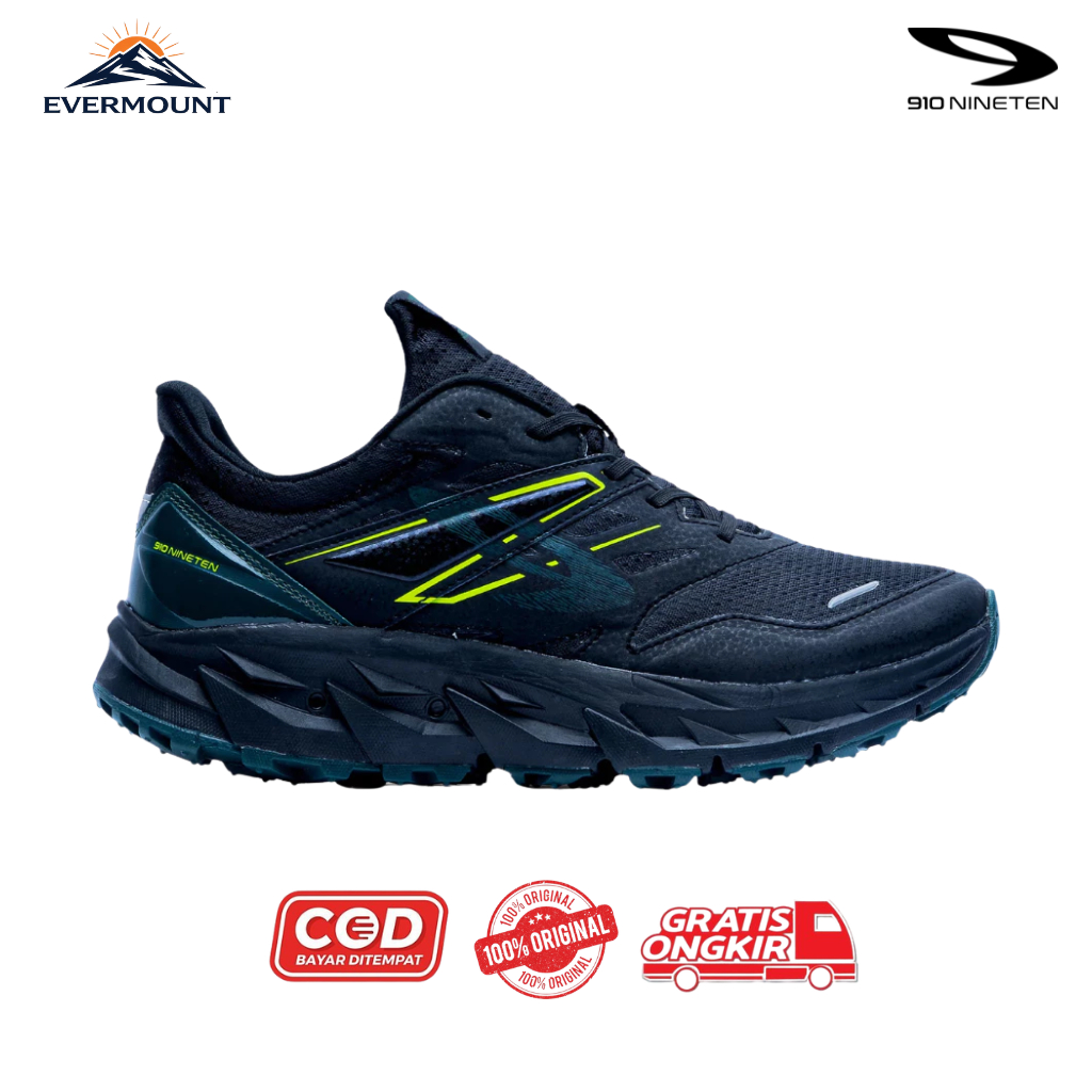 910Nineten Sepatu Trail - YUZA EVO HITAM/HIJAU-TUA/JINGGA