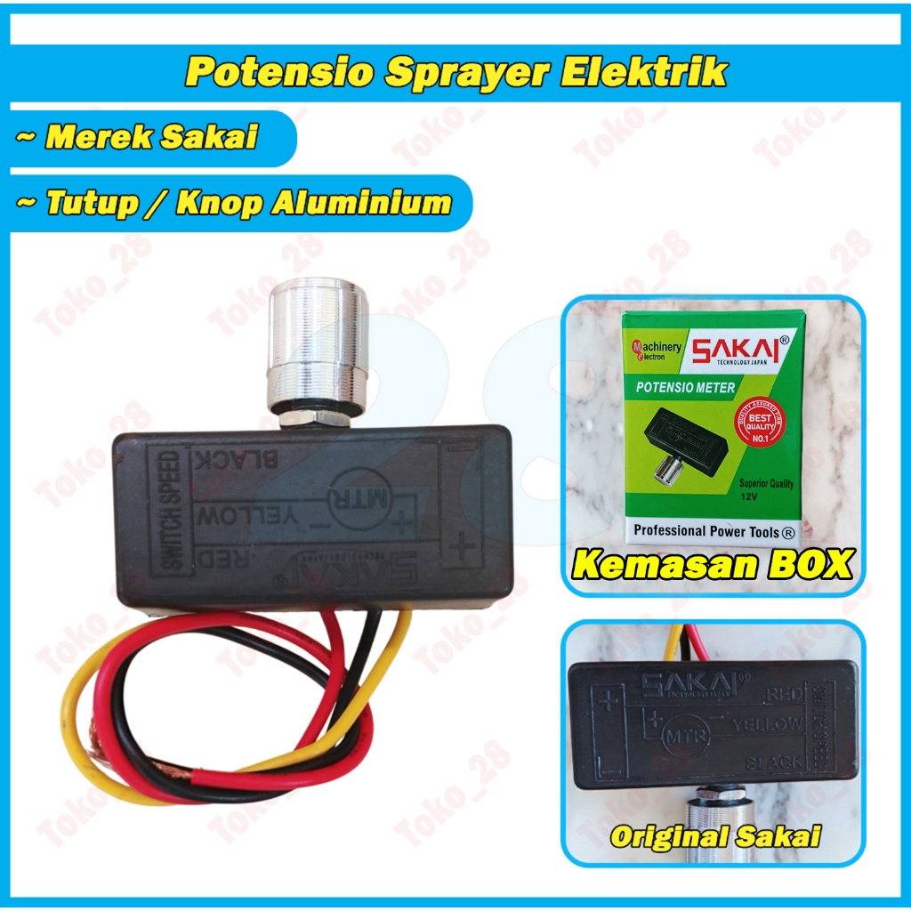Potensio Sprayer Elektrik Merek SAKAI BOX Pompa Air DC 12V Pengatur Kecepatan Sprayer Elektrik Dinam