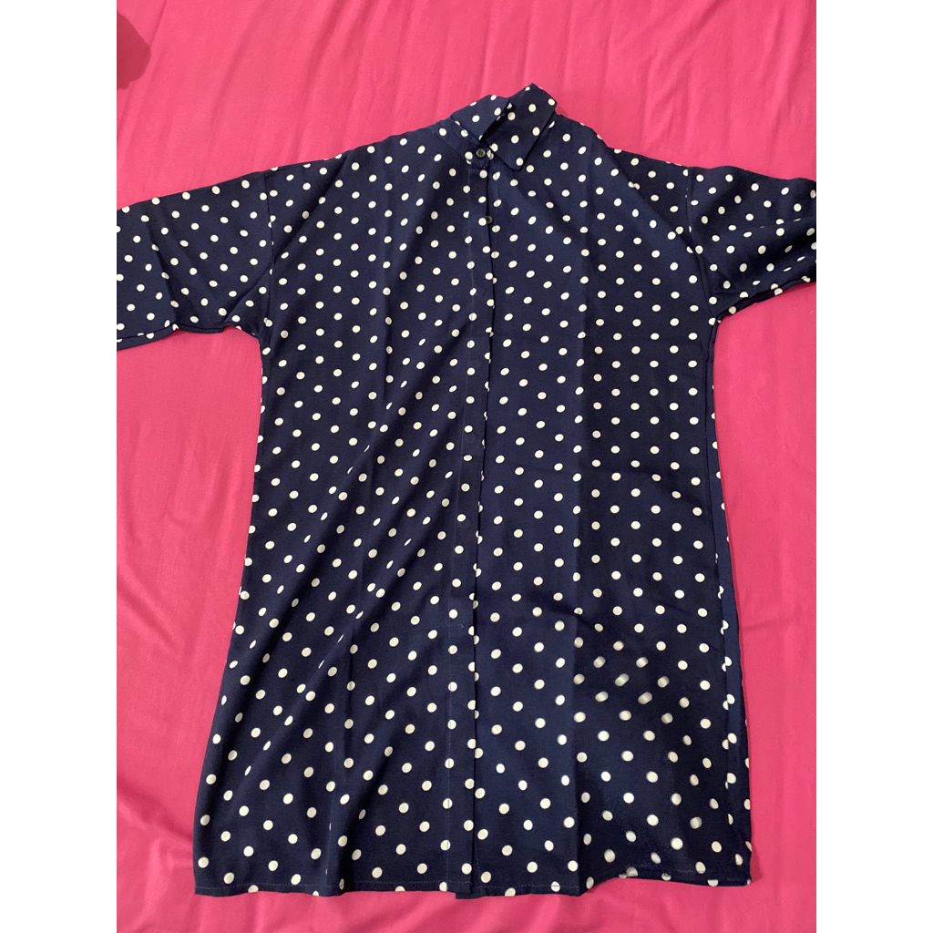 preloved atasan wanita kemeja tunik polkadot