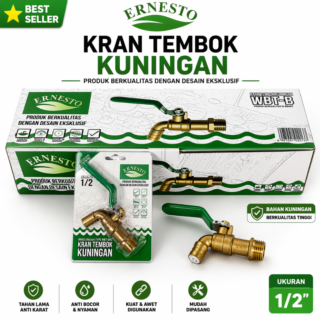Kran Air Ernesto Kran Tembok Kran Air Kuningan 1/2 inch ERNESTO