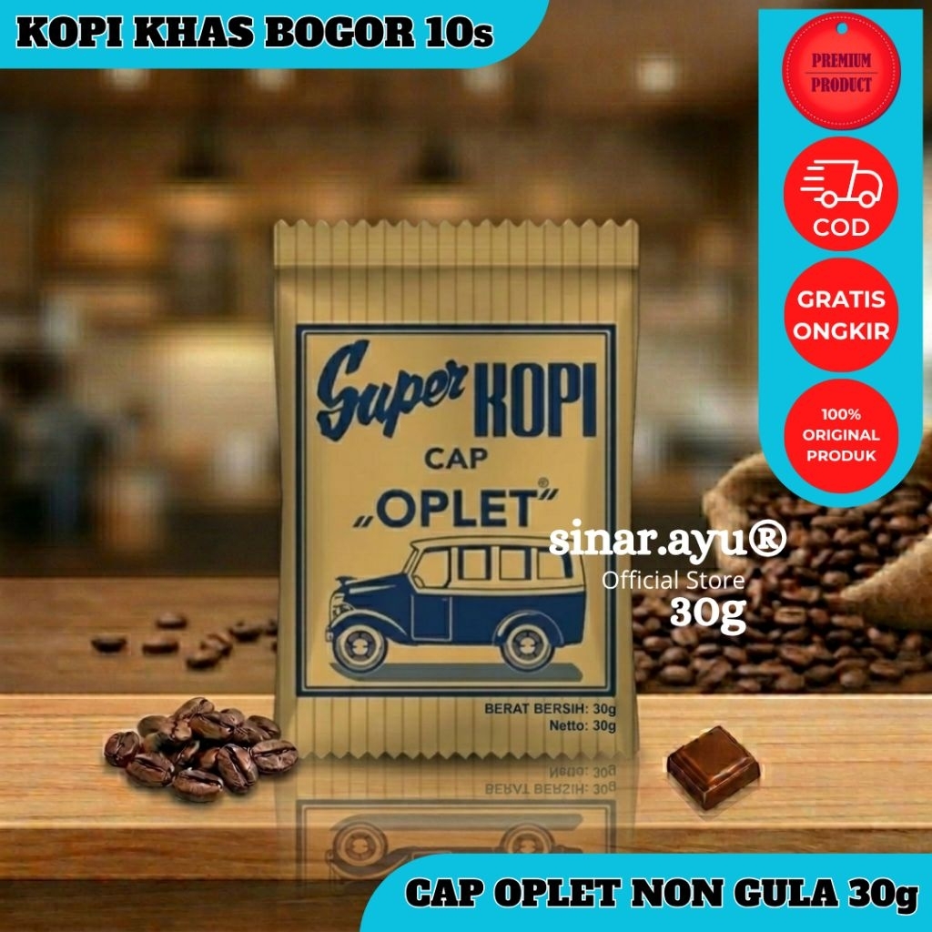 KOPI OPLET 30G KOPI HITAM CAP OPLET BESAR 10 PCS (KHAS BOGOR)
